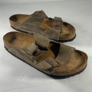 Birkenstock Arizona Brown Leather Men's Slide Sandal - Size 9